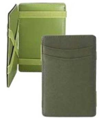 Very Spacious And Light Weight Plain Design Rectangular Shape Green Leather Wallets For Holding Cards