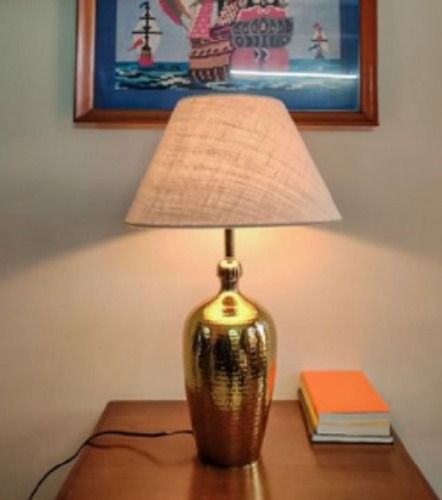 White 7.2X7.2X14 Inch Hammered Table Lamp With In Built On-Off Switch