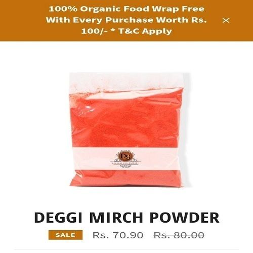 Red Blended Processed 100% Organic Deggi Mirch Powder Available In 100 Gm