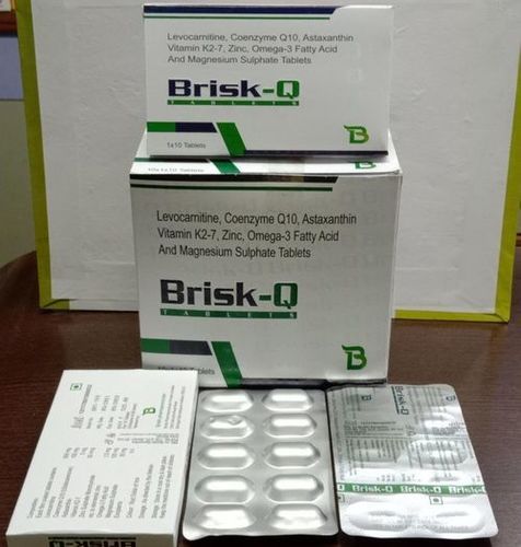 Brisk- Q Levocarnitine Coenzyme Q10 Astaxanthin Vitamin K2-7 Zinc Omega-3 Fatty Acid Tablets