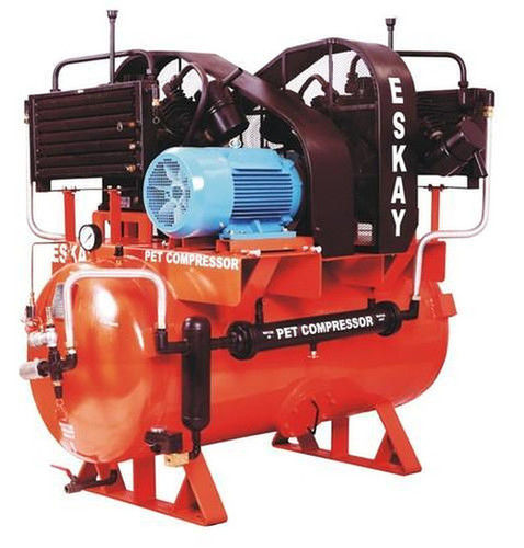 Color Coated Industrial Air Cooled 40 HP Twin Tank Mount Pet Air Compressor