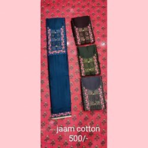 Comfortable And Fad Less Embellished Jamm Cotton Designer Suit 4pcs Set