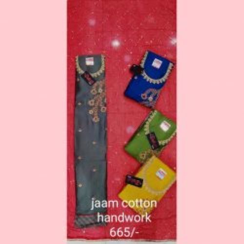 Jaam Cotton Handwork Designer Ladies Suit Fabric And Matching Designer Dupatta With 4pcs Set