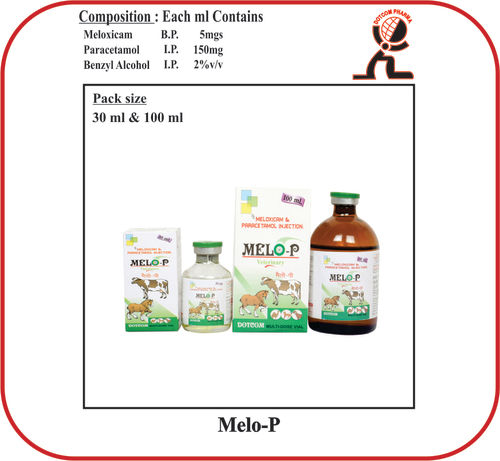 Melo-P (Meloxicam & Paracetamol) Injection 30Ml &100Ml Of Vial Ingredients: Solution Compound