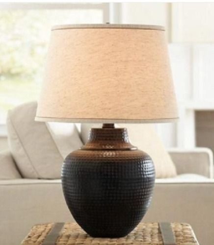 White Modern Black Nickel Hammered Table Lamps For Indoor Decoration