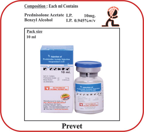 Prevet (Prednisolone Acetate) Injection 10Ml Vial Ingredients: Solution Compound