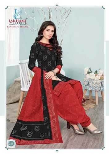 Buy Dharmik Fashion Women's Cotton Bandhani Dress Material (Black) at  Amazon.in