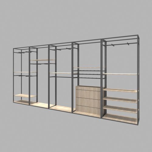 Durable Grey Color Garment Display Racks With Storage Shelves For Shops And Showroom 