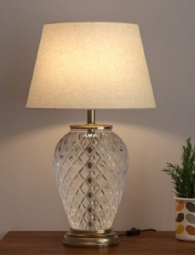 White Led Cone Contemporary Crystal Table Lamp With Lamp Stand