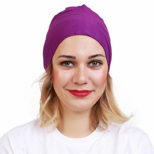 Purple Sleeping Headwear Multifunctional Cotton Turban Caps Gender: Unisex