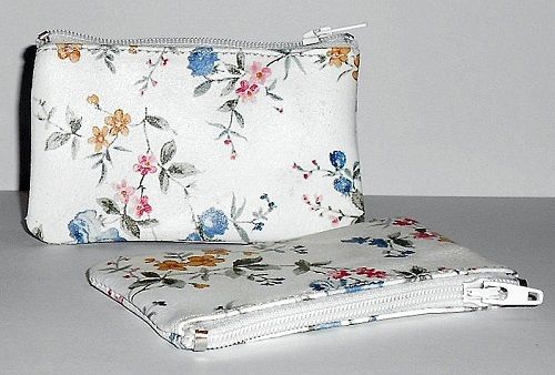 Spacious And Light Weight Rectangular Shape White Color Floral Pattern Leather Purse