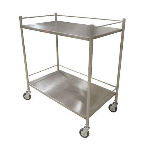 Durable 10 Cm Castor Diameter 2 Shelves Stainless Steel 4 Swivel Castors Instrument Trolley 