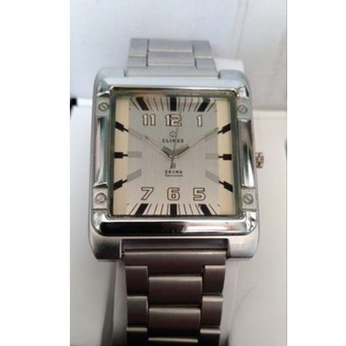 Climax Stylish Mens Casual Wrist Watches With Square Dial Shape And Silver Finish