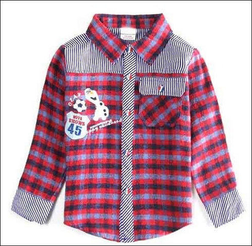 Full Sleeves Party Wear Kids Cotton Check Shirts