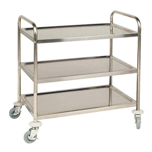 2 To 3 Feet Height 3 Shelves Hospital Cum Nursing Home Use Stainless Steel Instrument Trolley
