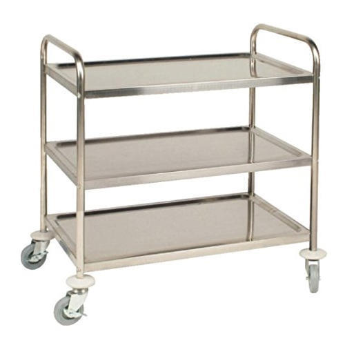 Eco-Friendly 2 To 3 Feet Height 3 Shelves Hospital Cum Nursing Home Use Stainless Steel Instrument Trolley