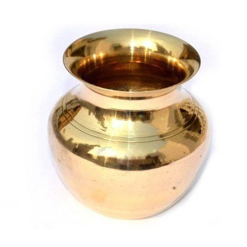 Designer Brass Madrasi Lota For Worship With Round Shape And Polished Finish