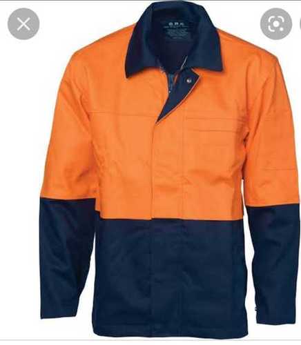 Easily Washable Orange and Blue Plain Men Polyester Industrial Uniform