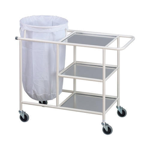 Hospital Clinic And Laboratory Use Stainless Steel 4 Wheel Lined Trolley For Patient