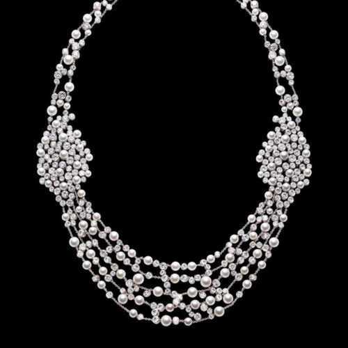 Ladies Antique Party Wear Multi Layer Diamond Necklace Excellent