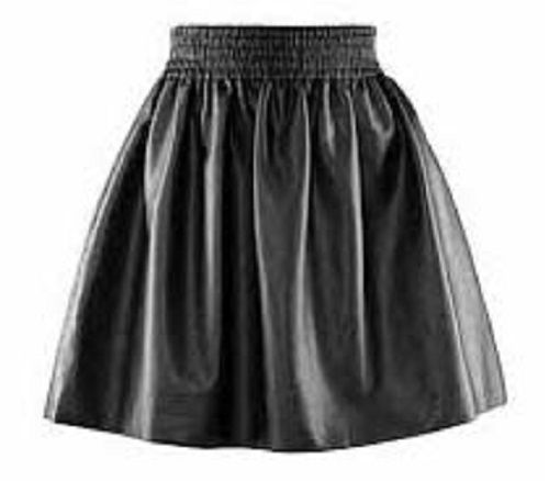 Winter Black Color And Plain Design Ladies Leather Skirt With Elastic Type Waist Band For Party Wear