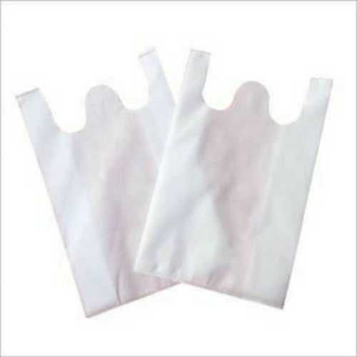 Recyclable Five Kg Capacity White Plain W Cut Handled Non Woven Bags For Goods Packaging 