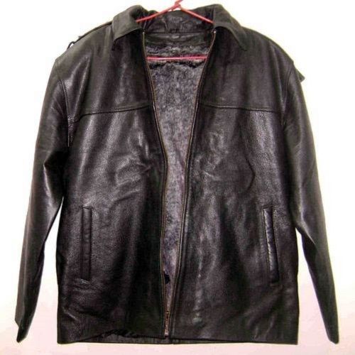 Full Sleeve And Black Color Plain Design Mens Leather Jacket For Winter Seasons