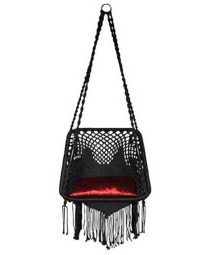 Fine Modern Black Wood And Jute Handmade Hanging Jhula For Home Decoration