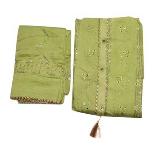 Party Wear 2 Meter Top Dyeable Embroidery Green Unstitched Ladies Suit Decoration Material: Laces