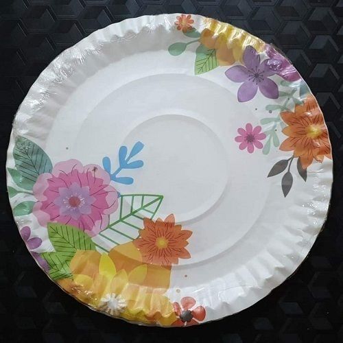 Multiycolor Round Cutting Floral Printed Disposable Plate Multicolor For Eating