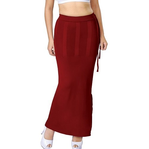 Slim Fit Ladies Saree Shapewear Petticoat - Maroon Micropoly & Spandex Fabric, Skin Friendly & Breathable Design, Extremely Comfortable Daily Wear