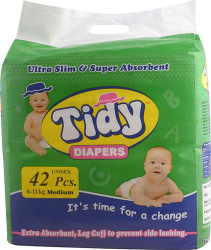 Ultra Slim & Super Absorbent Tidy Extra Large Baby Diapers With Size 520 mm X 350 mm And 35gm Weight