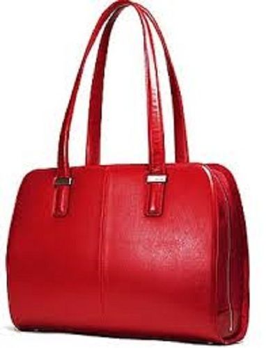 Zipper Closure Types Very Spacious Plain Design Red Color Leather Office Bag For Womens Size: Various Sizes Are Available