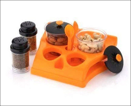 Orange 4 Pc Set Dry Fruits, Pickle And Masala Jar For Kitchen