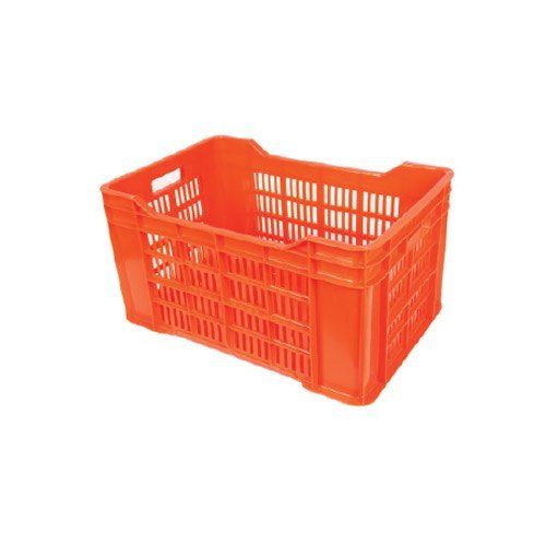 44 L Rectangular Mesh Style Orange Industrial Cum Commercial Use Vegetable Plastic Crate