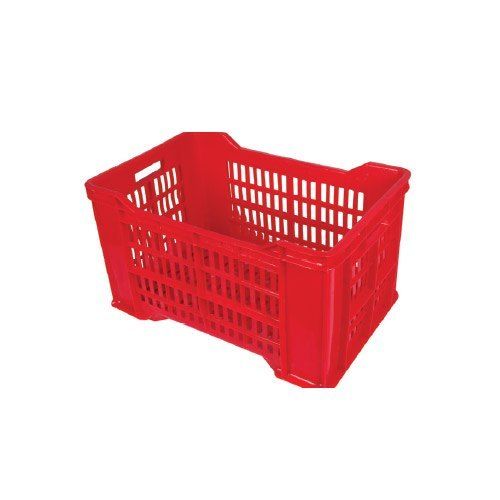 Red 542(L) X 360(B) X 300(H) Mm Outer Dimension 45 L Plastic Rectangular Industrial Vegetable Plastic Crate 