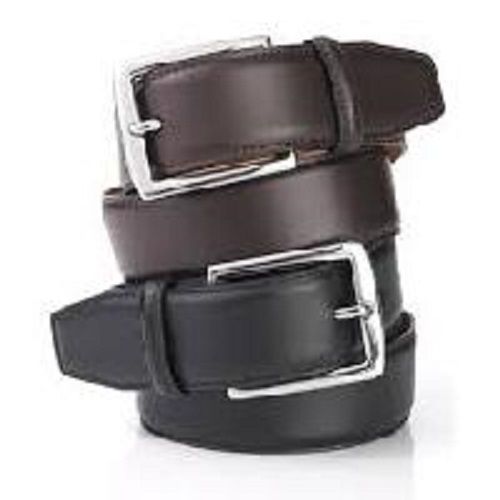Black Color Plain Design Mens Leather Belt With Silver Color Metal Buckle For Formal Wear
