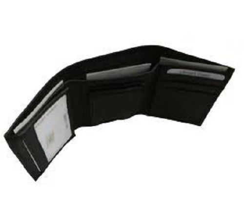 Black Color Trifold Type Mens Leather Wallets With 3 Credit Card Slot And 1 Coin Pocket Size: Various Sizes Are Available