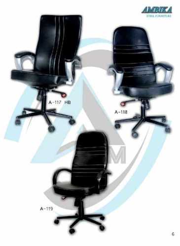 Corrosion Proof Plain Black Leather Modern Style Office Chair With Adjustable Seat Height 