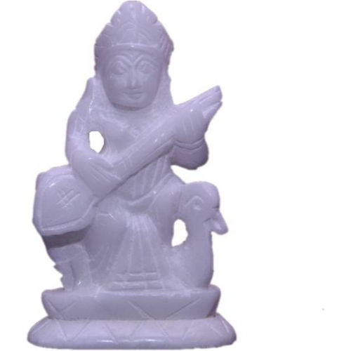 A One Marble Handicrafts Marble Sarashwati Murti idol Decorative Showpiece - 12.7 cm ( White) 