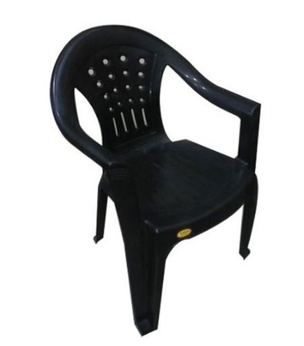 Amar Polymers Non Foldable Black Color Low Back Plastic Garden Chair With Armrest And 40 To 100Kg Load Capacity