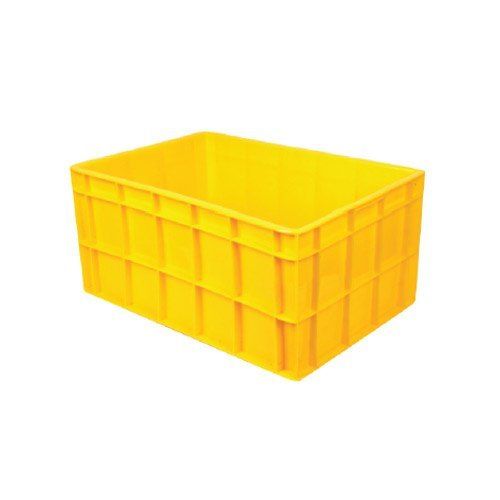 Solid Box Style 75 L Rectangular Yellow Industrial Plastic Vegetable Crate