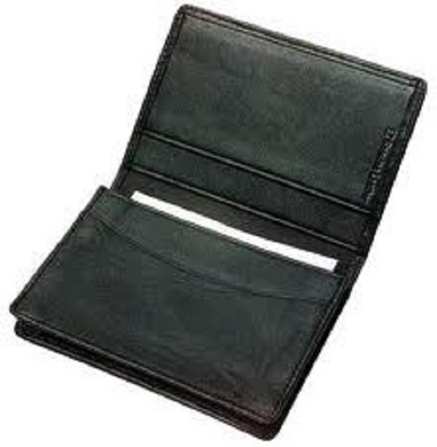 Leather Very Spacious And Light Weight Black Color Plain Design Mens Fold Able Type Card Holder