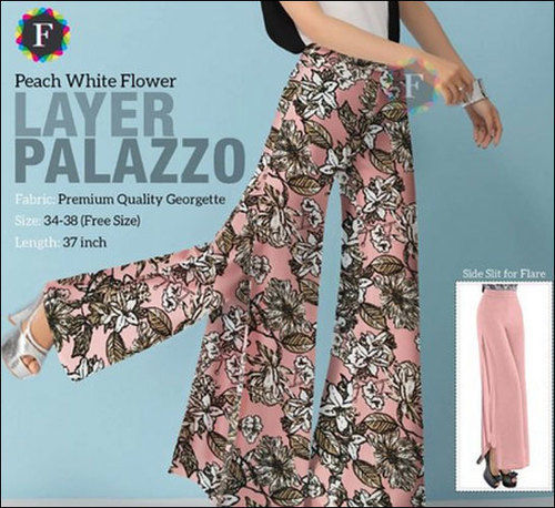 Floral Printed Georgette Layer Palazzo Pant For Ladies