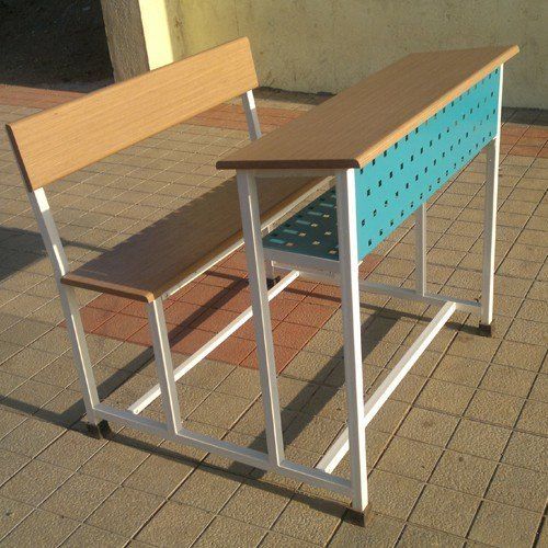 Multicolor Mild Steel And Wood Made Powder Coated 2 Seater Modern School Cum College Bench