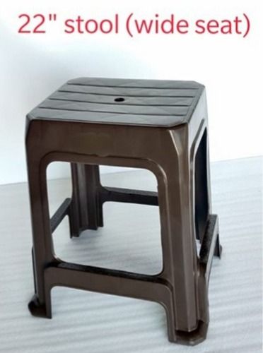 Portable Waterproof Square Shape Brown Color Wide Seat Plastic Stool 22 Inch