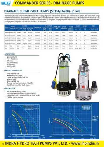 Metal 380 To 440 Volt Submersible Sewage Single Stage Pump