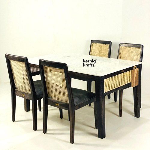 4 Seater Modern Appearance Modular Home Use Wooden Dining Table Chair Set 