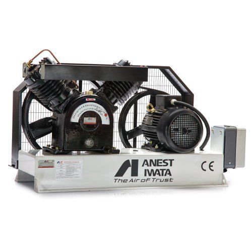 Cast Iron Anest Iwata Base Mounted 5 Hp Air Cooled Lubricated Reciprocating Vacuum Pump