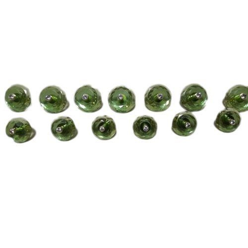 Plastic Traditional Sherwani Button (Pack Of 13 Pieces) With Green Color And Glossy Finish